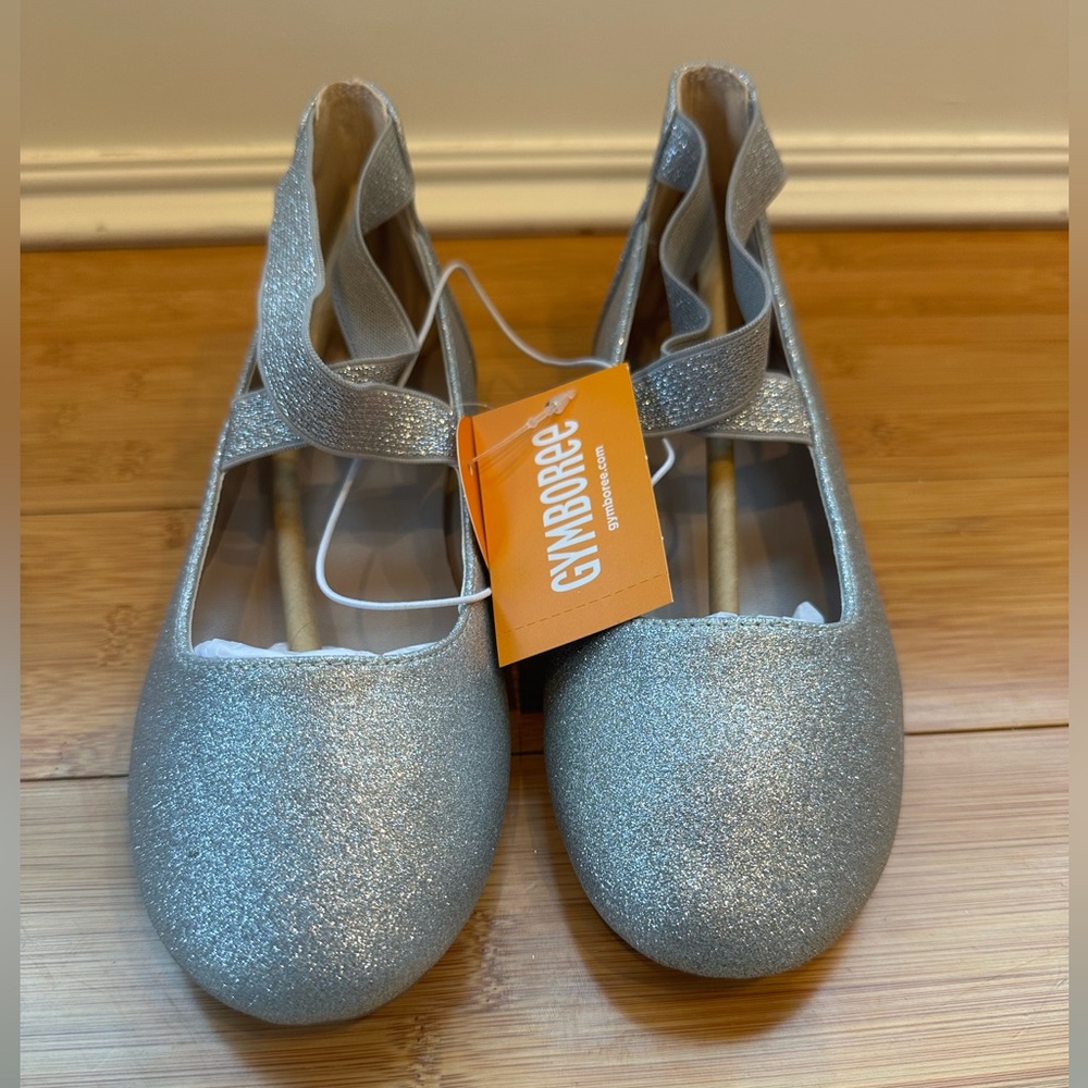 New! Gymboree Silver Sparkle Girls Ballet Flats Size 2